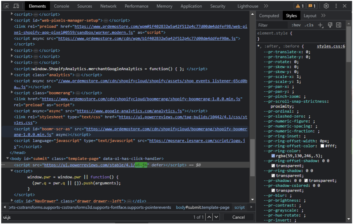 Validating the Review Snippet:Review Display - Unified JS File.png