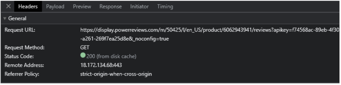 Validating the Review Snippet:Review Display - API Call 2.png